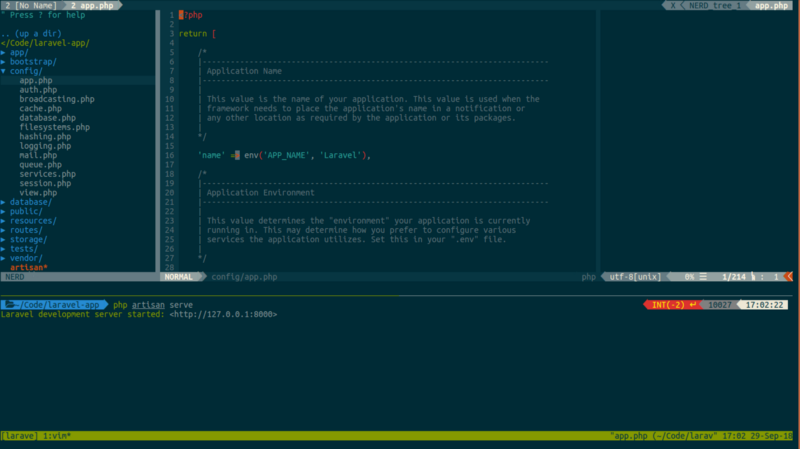 Tmux session named "laravel"